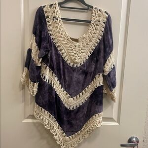 Bohemian Crochet Trim Purple Top